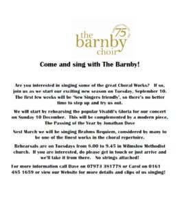 Invitation to sing with Barnby Choir